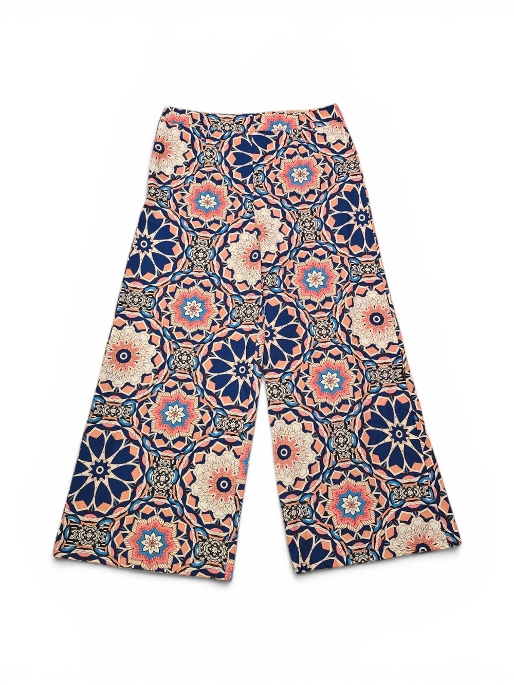Wide Leg Pants in Navy and Coral Floral Print